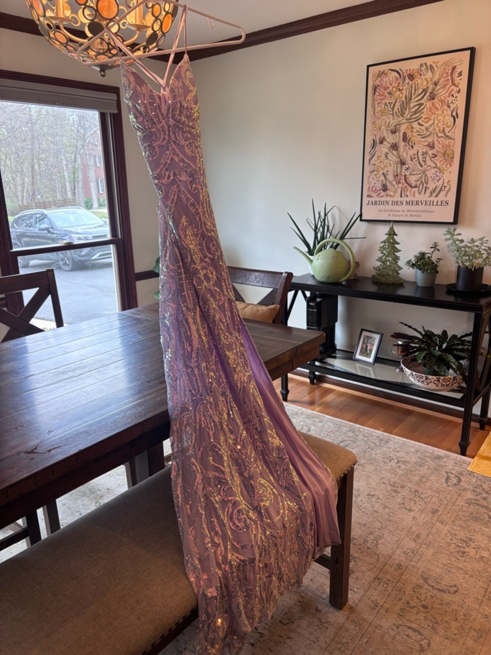 Windsor Lavender Sequin Beaded Dress - Picture 3 of 5